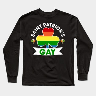 Saint Patricks Gay T-Shirt Patrick Day Gay Pride Shamrock Long Sleeve T-Shirt